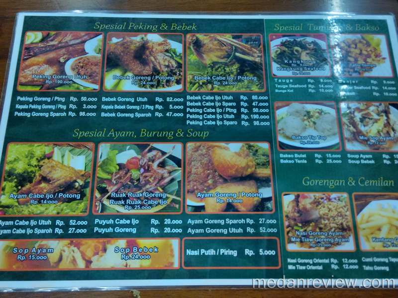 Daftar Menu Warung Bebek Pawito