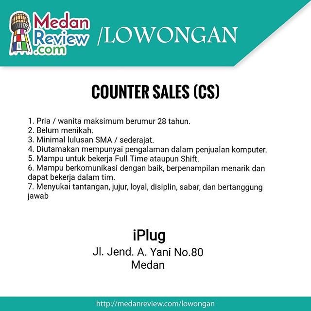 iPlug Medan : Lowongan Kerja Counter Sales